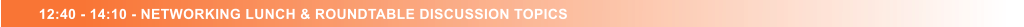 12:40 - 14:10 - NETWORKING LUNCH & ROUNDTABLE DISCUSSION TOPICS